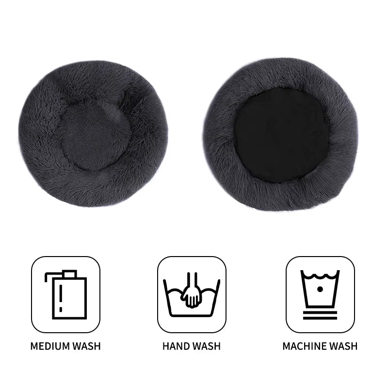 Pet Dog Bed Super Soft Long Plush Donut round Dog Kennel Comfortable Fluffy Cushion Mat Winter Warm for Dog Cat House Accessory