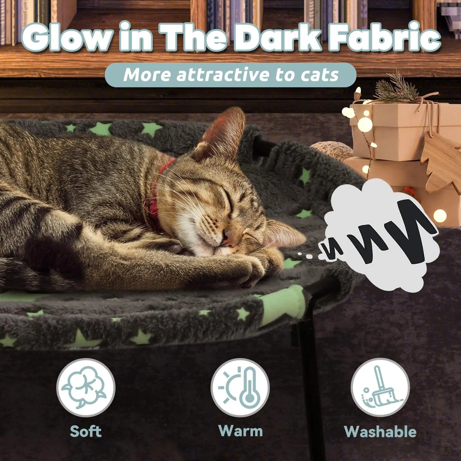 【Desk Pet Hammock】Pomesea Large Cat Bed for Cats,Calming Cat & Dog Bed for Small Dogs, Anti-Anxiety, Glow in the Dark,Soft Elevated Cat Bed for Indoor Pets