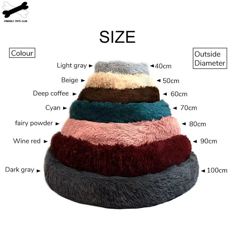 Pet Dog Bed Super Soft Long Plush Donut round Dog Kennel Comfortable Fluffy Cushion Mat Winter Warm for Dog Cat House Accessory
