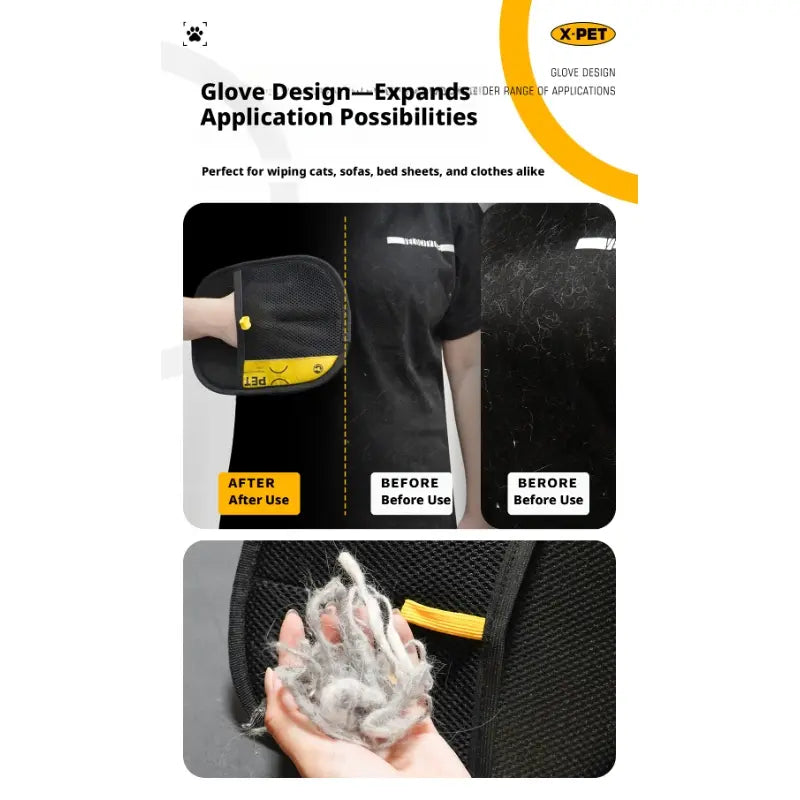 Pet Static Hair Removal Gloves, Double-Sided Grooming for Cats & Dogs, Effectively Removes Loose Fur, Pet Cleaning Supplies, Ideal for Sofas & Clothes