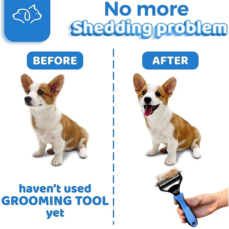 Pet Grooming Cleaning Tool 2 in 1 Pet Shedding Tool Combining Open Knot Hair Removal Hair Comb Hair Removal Comb for Cats Dogs